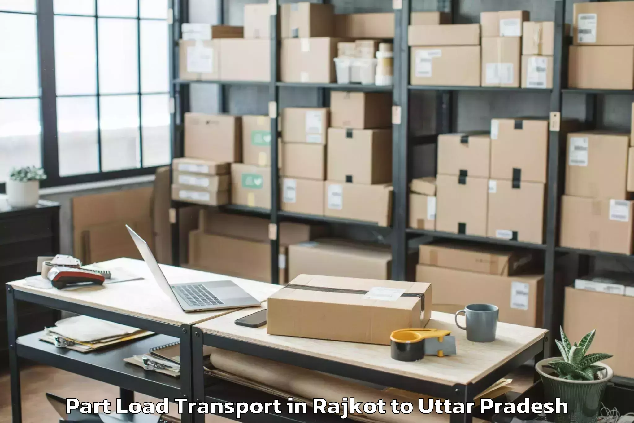 Top Rajkot to Kasganj Part Load Transport Available